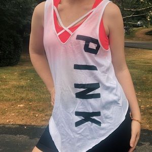 NWOT VS PINK white asymmetrical workout tank